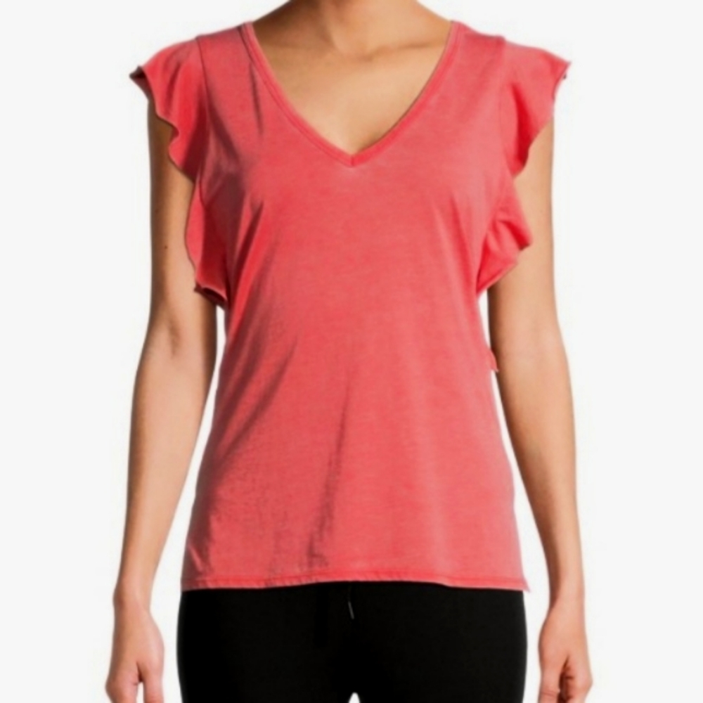 Time and Tru Women's XL Coral Flutter Sleeve T-Shirt